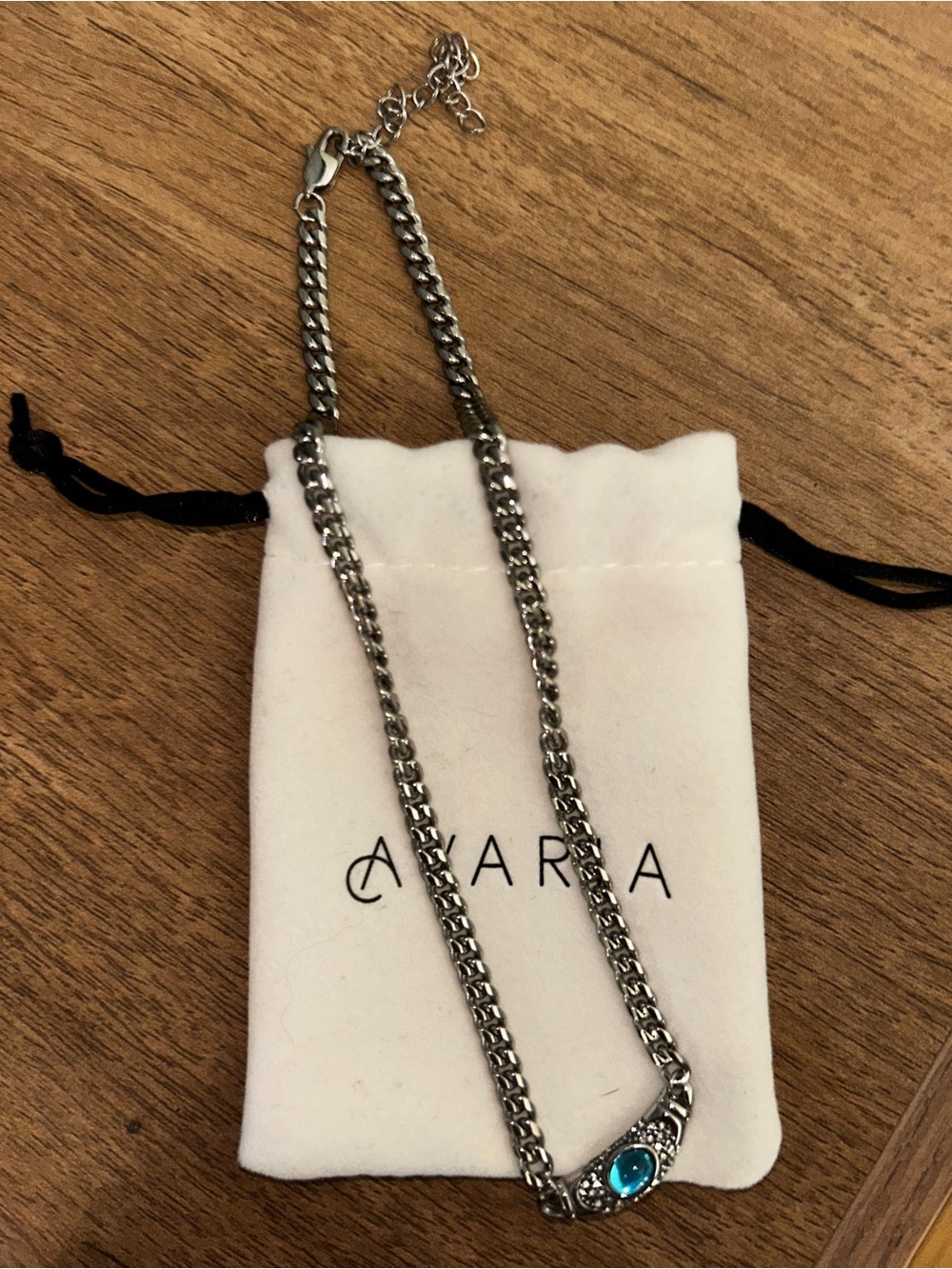 Avara Silver Chain Necklace with Blue Accent